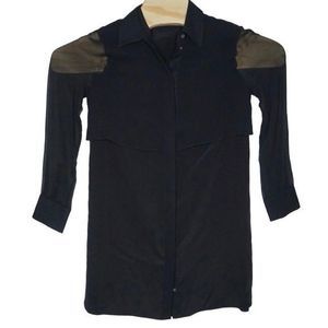 Club Monaco Sz S/M Bruksyde Black Sheer‎ Lightweight Lon Sleeve Dress